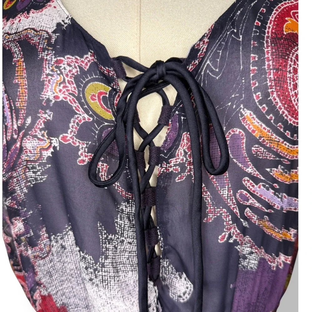 Free‎ People Falling for Georgette Women's Large Mini Dress Paisley Print